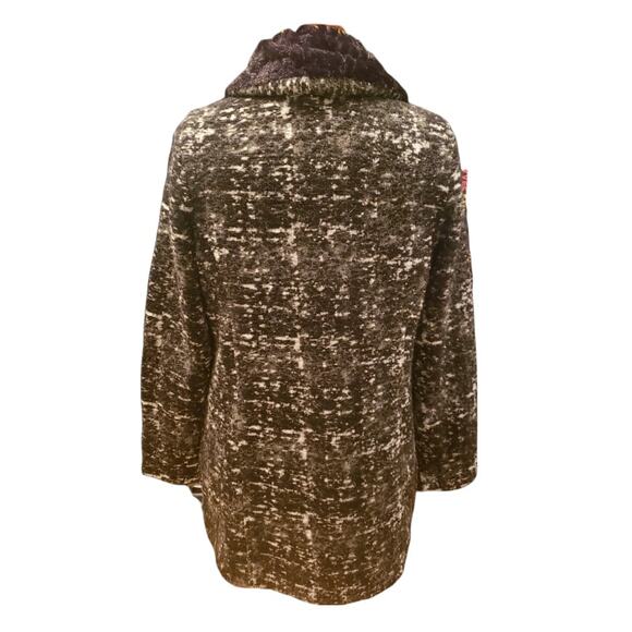 Maria Sole Italy Wool Blend Tweed Coat Black Gray White Single-Breasted Size L - Picture 5 of 7